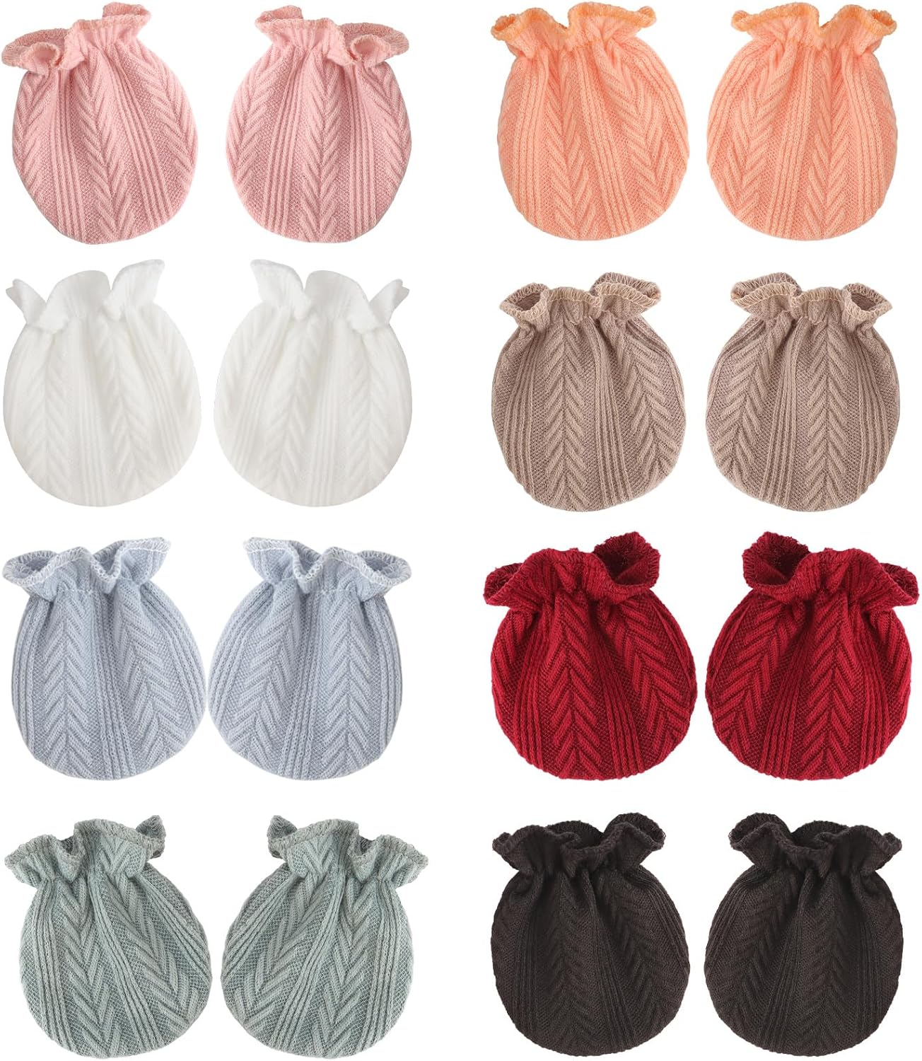 BQUBO Newborn Infant Toddler Mittens No Scratch Cotton Elastic Wrist Gloves Hypoallergenic for 0-6