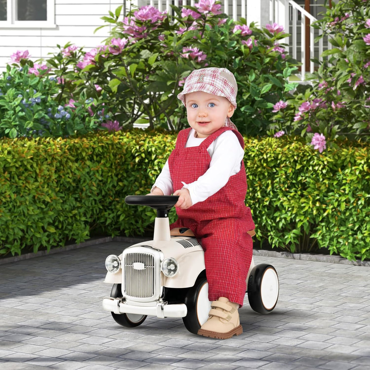 HONEY JOY Ride On Push Car, Outdoor Toddler Riding Toys w/Steering Wheel, Horn & Storage
