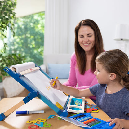 Melissa & Doug Magnetic Tabletop Easel, Deluxe Double-Sided Wooden Art Set with Chalkboard