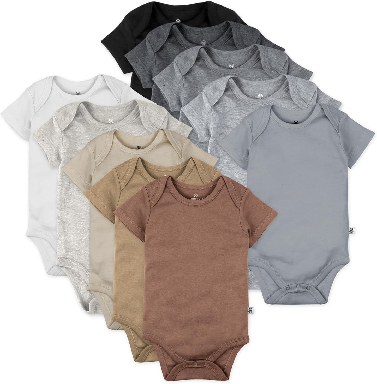 HonestBaby unisex-baby 10-pack Short Sleeve Bodysuits One-piece 100% Organic Cotton for Infant Baby