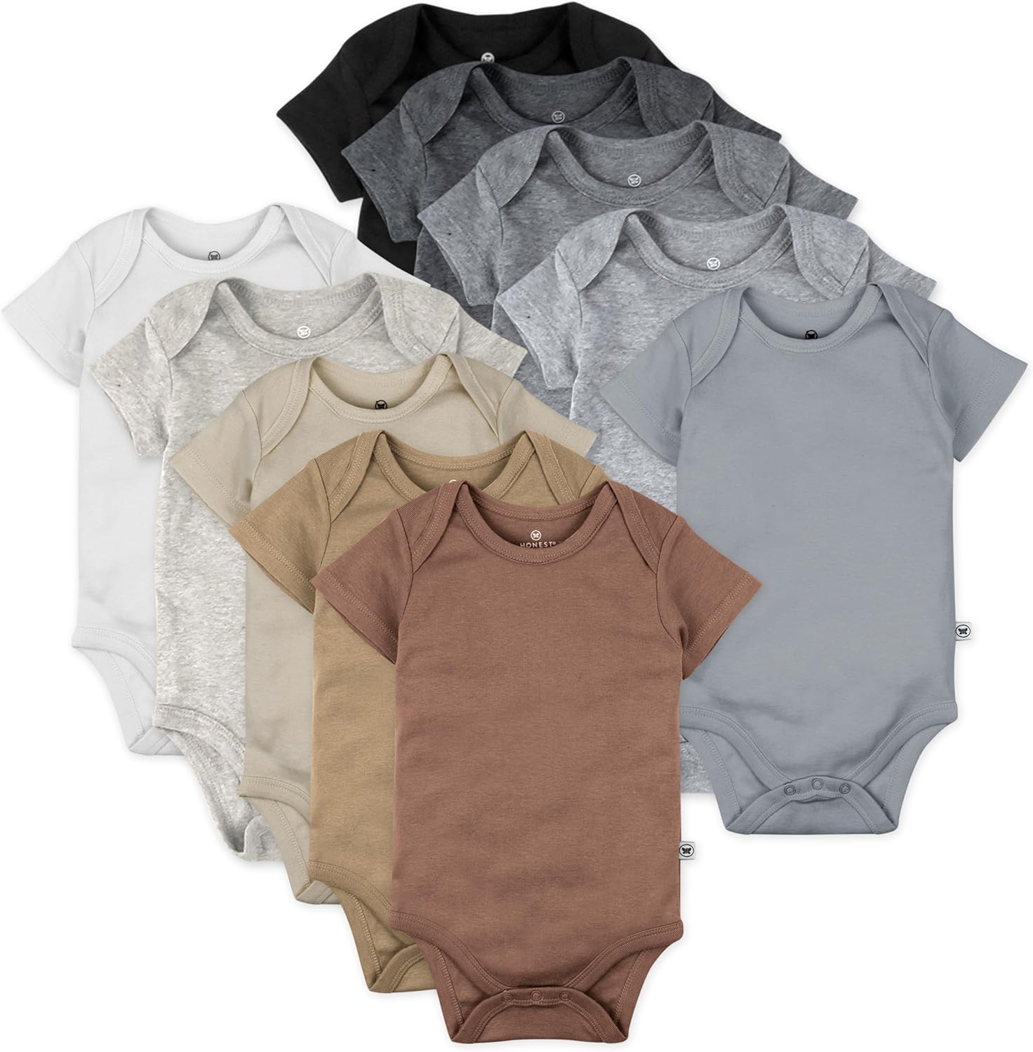 HonestBaby unisex-baby 10-pack Short Sleeve Bodysuits One-piece 100% Organic Cotton for Infant Baby