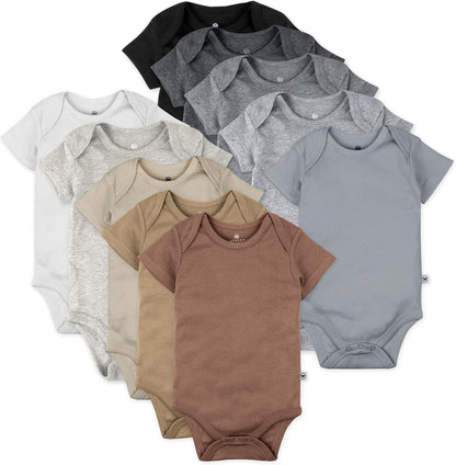 HonestBaby unisex-baby 10-pack Short Sleeve Bodysuits One-piece 100% Organic Cotton for Infant Baby