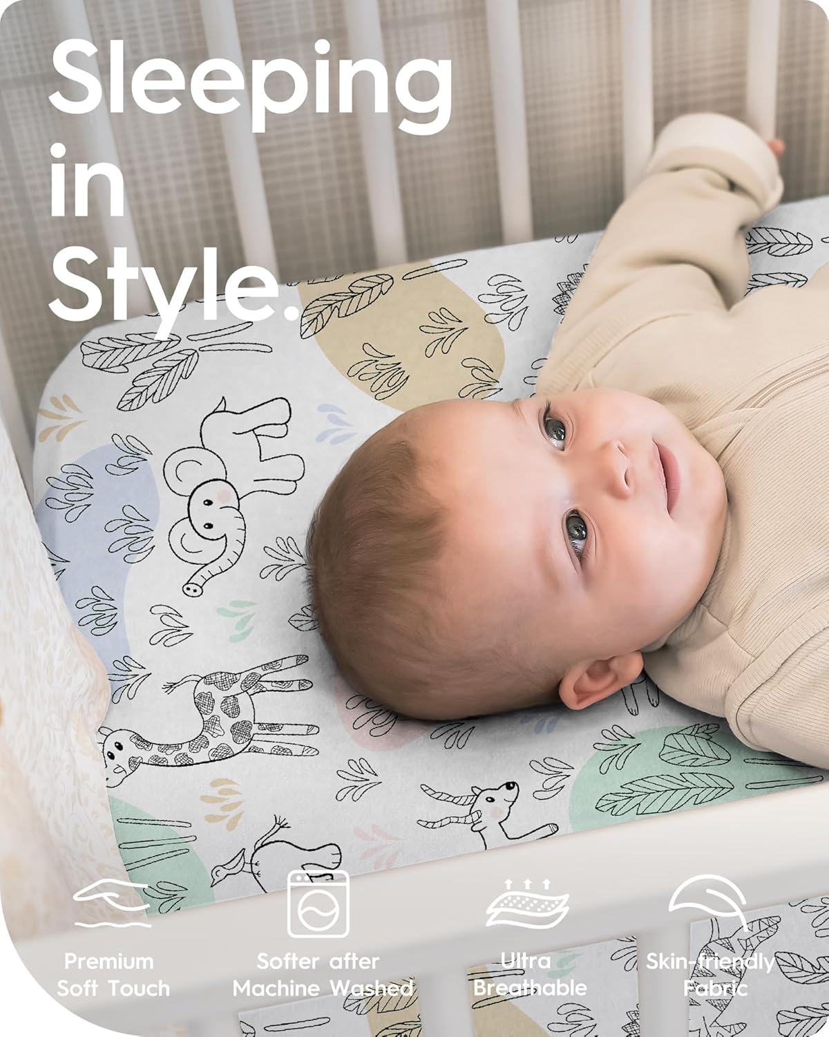Mini Crib Sheets Boy Girl, Ultra Soft Pack N Play Sheets Fitted, Neutral Pack and Play Mattress