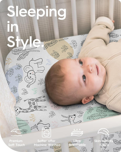 Mini Crib Sheets Boy Girl, Ultra Soft Pack N Play Sheets Fitted, Neutral Pack and Play Mattress