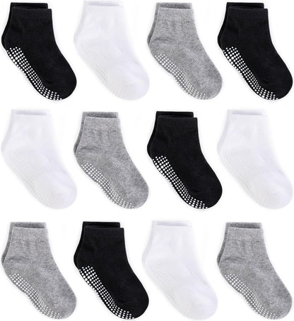 Zaples Baby Non Slip Grip Ankle Socks with Non Skid Soles for Infants Toddlers Kids Boys Girls