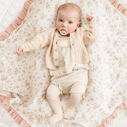 Konssy Flounce Muslin Baby Blankets, Cotton Crib Blanket for Baby Infant Toddler, Super Soft and