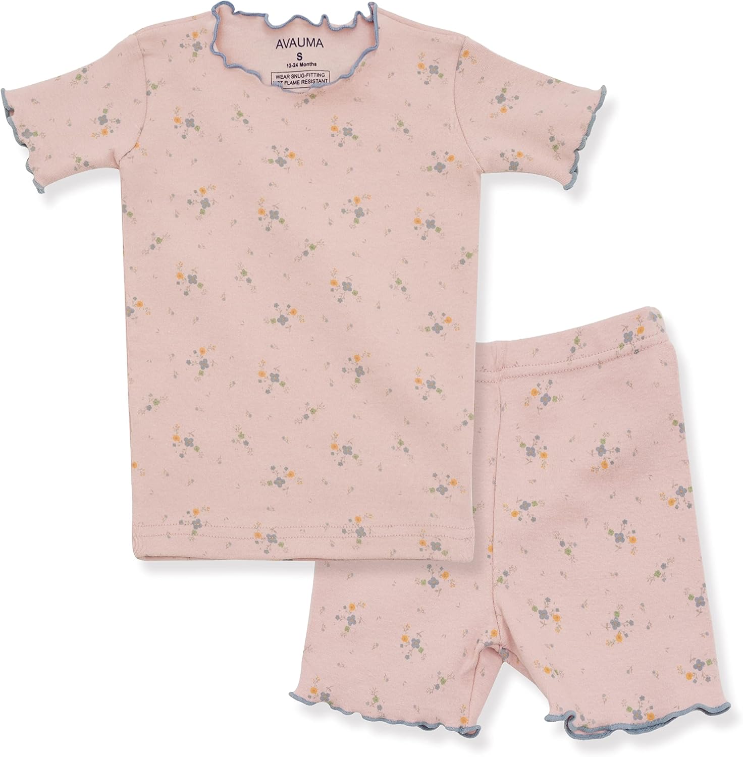 AVAUMA Baby Boy Girl Pajama Set 6M-7T Kids Cute Toddler Snug fit Flower Pattern Design Pjs Cotton