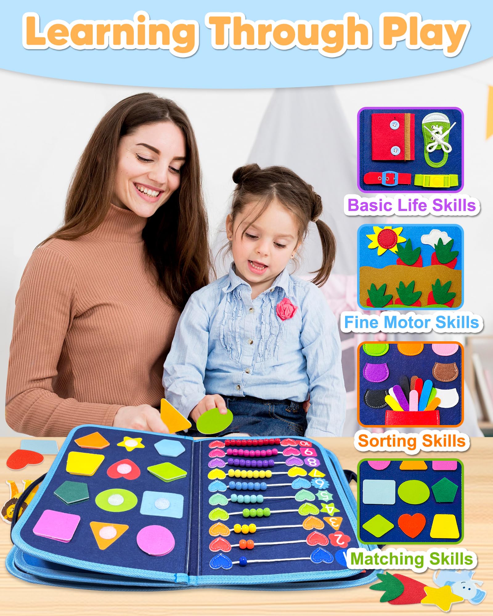 Exorany Busy Board Montessori Toys for Toddler Boy Birthday Gift Busy Book