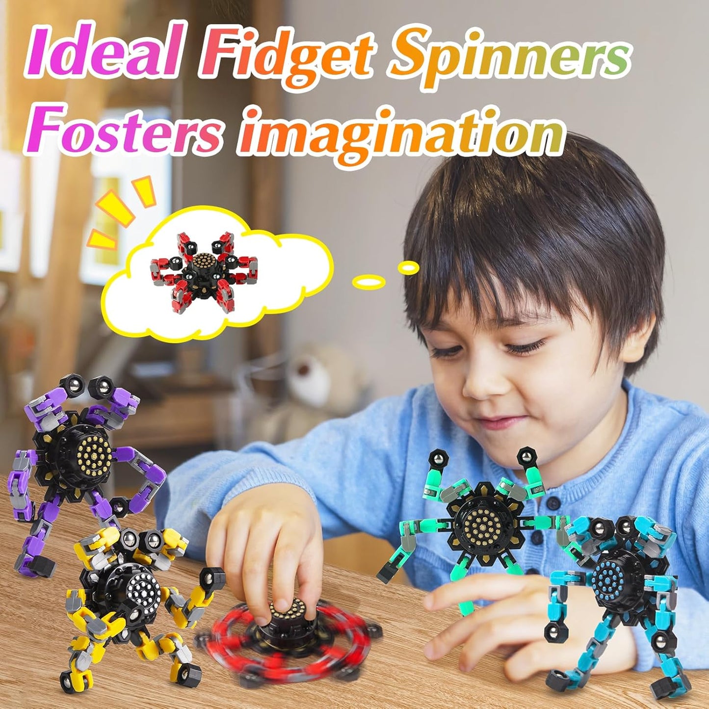 Gokeey Transformable Fidget Spinners for Kids and Adults Stress Relief Sensory Toys for Boys and