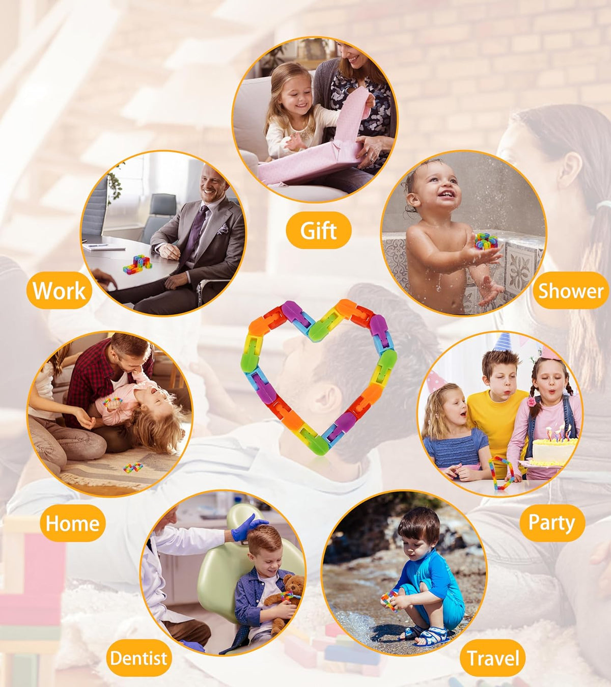 Ganowo 18 Pack Wacky Tracks - Rainbow Color Snap Click Fidget Toys for Kids Adults ADHD Finger