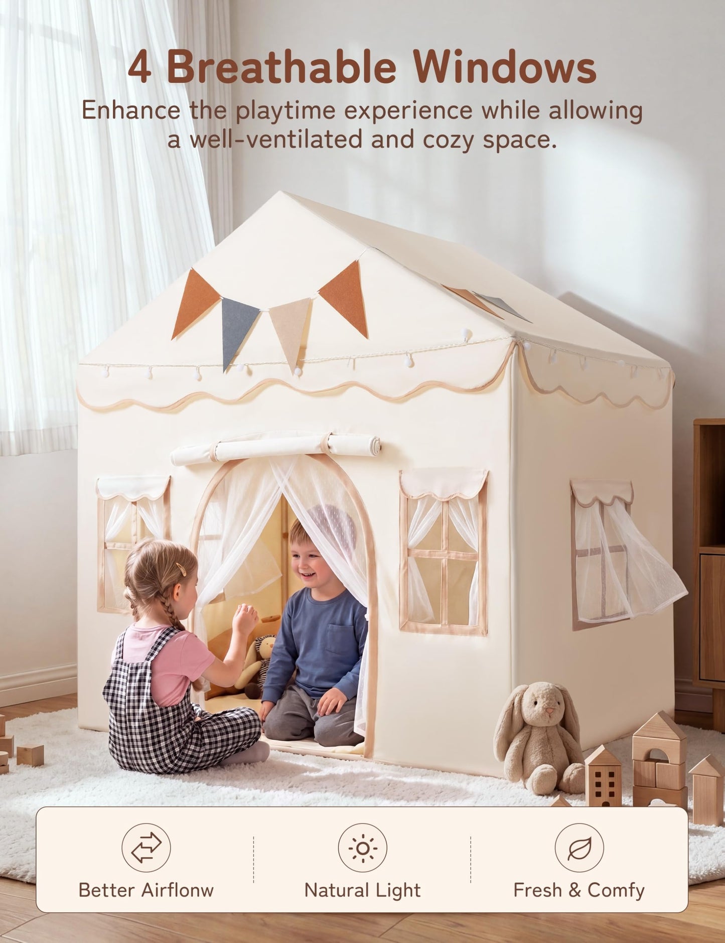 besrey 2-in-1 Kids Play Tent, Indoor Tent with Double Doors