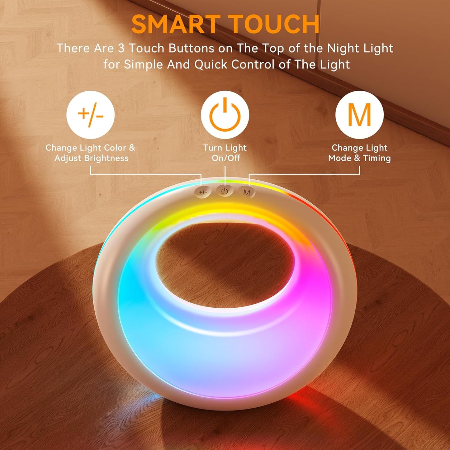 Nursery Night Light for Baby, Magic Moon Lamp for Kids and Adult 7 Lighting Colors & 9 RGB Modes