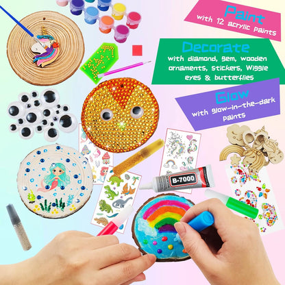 KIRKOTOY Wooden Crafts Kit for Kids-Glow in The Dark-Arts & Crafts Gifts for Boys Girls Age 6-12