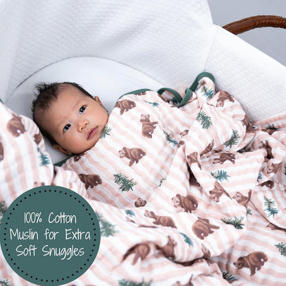 LollyBanks Muslin Baby Blanket 100% Organic Cotton, Muslin Quilt Lightweight, 6 Layers Soft Blanket
