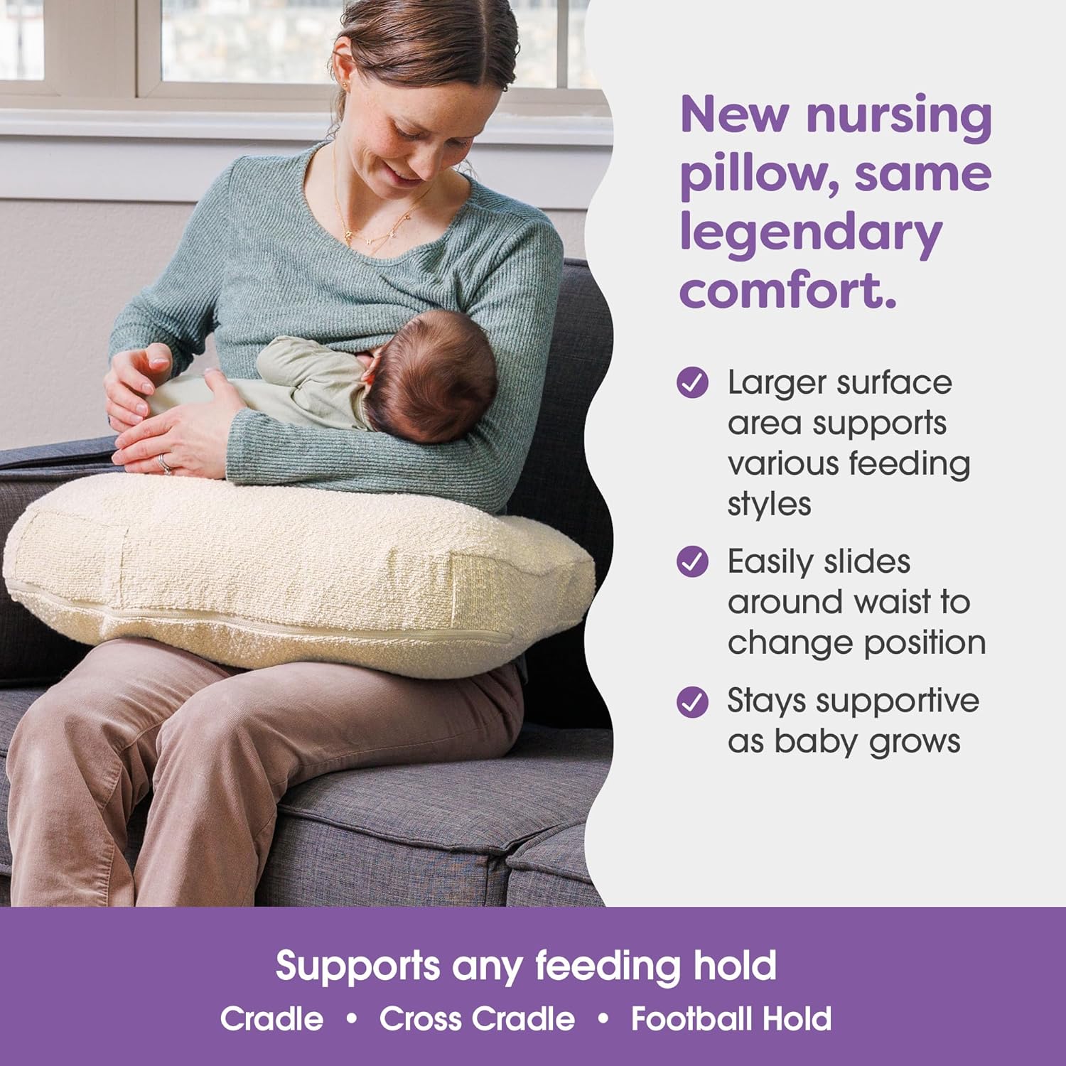 Boppy Nursing Pillow - Ergonomic Bottle & Breastfeeding Pillow with High, Firm, Large Area