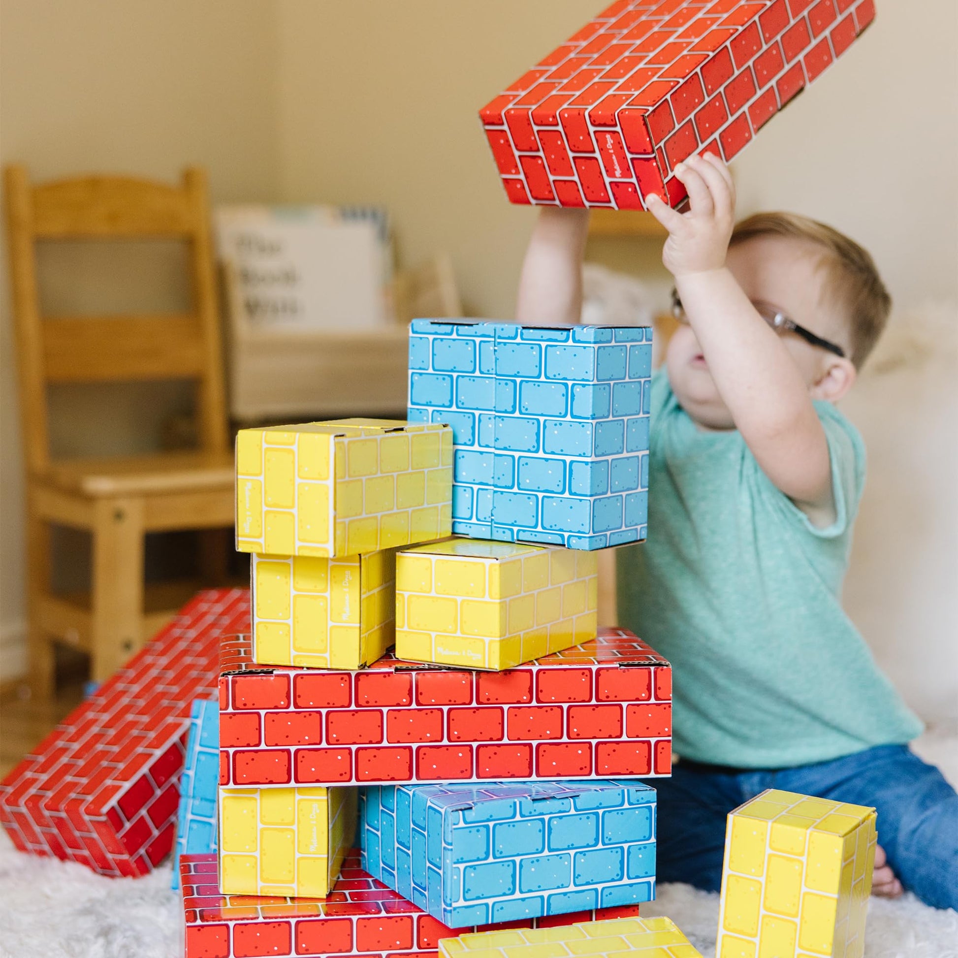 Melissa & Doug Jumbo Cardboard Blocks Building Set (40 pc) - Lightweight Building Toys and
