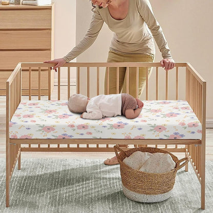 Dreamy Floral Print Fitted Crib Sheet Flower Baby Crib Sheet Fit Standard Crib and Toddler