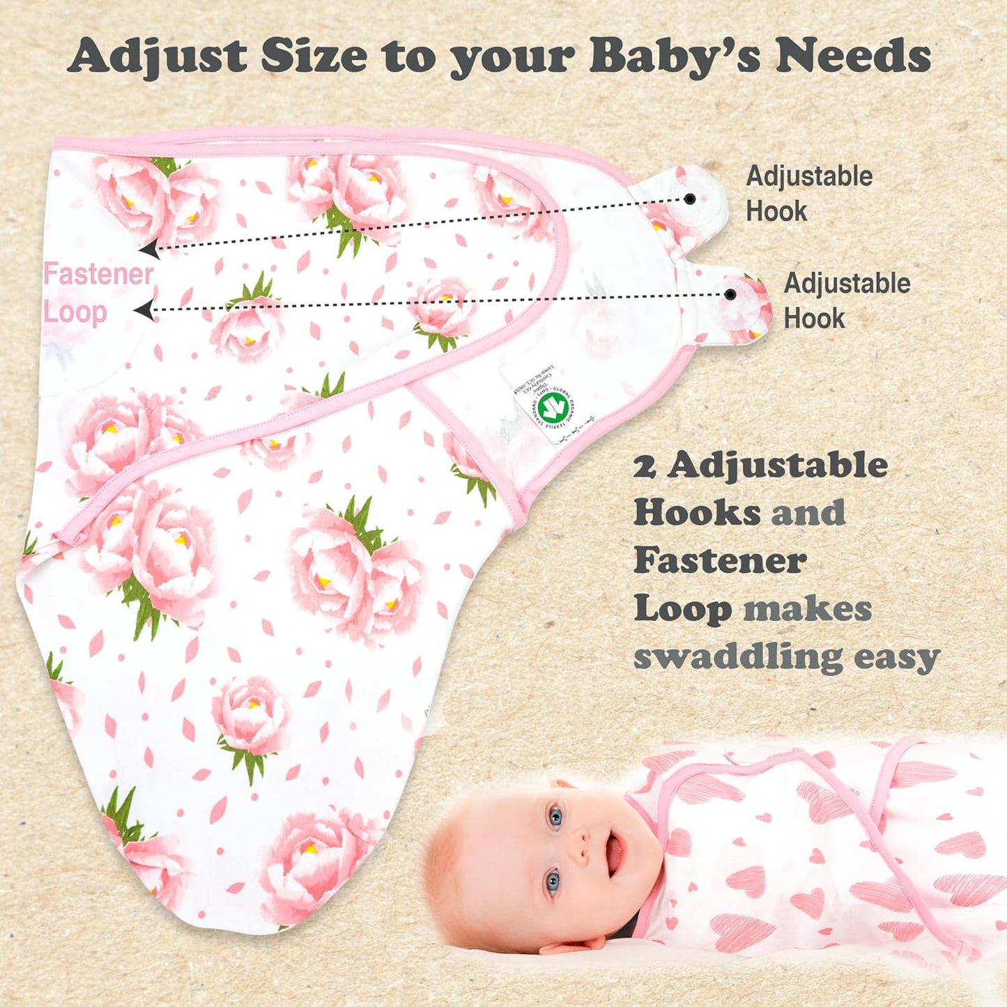 Bublo Baby Swaddles for Newborns – 3-Pack Infant Swaddles 3-6 Months – Adjustable Swaddle Sleep