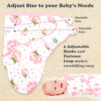 Bublo Baby Swaddles for Newborns – 3-Pack Infant Swaddles 3-6 Months – Adjustable Swaddle Sleep