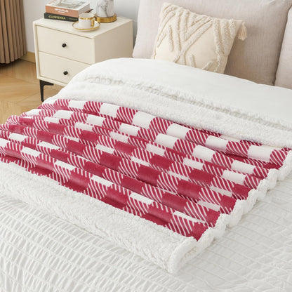 Touchat Sherpa Plaid Twin Blanket 60" X 70", Fuzzy Fluffy Soft Cozy Throw Blanket, Twin Size Plush