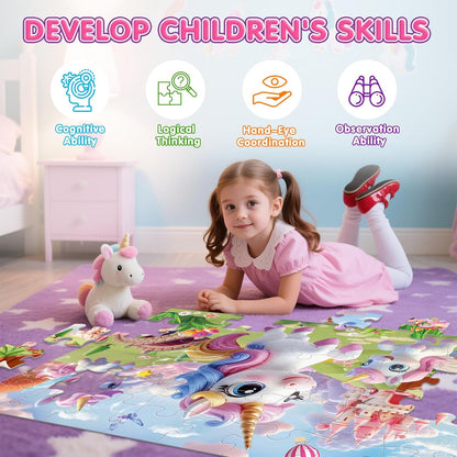 Jumbo Floor Puzzle for Kids,48 Piece Unicorn Large Jigsaw Puzzles,Puzzle for Toddler Ages 3-5,Fun