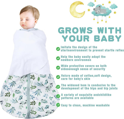 Newborn Sleep Sack Baby Swaddle,3-6 Months,3-Way Adjustable Wearable Blanket,100% Rayon Cotton