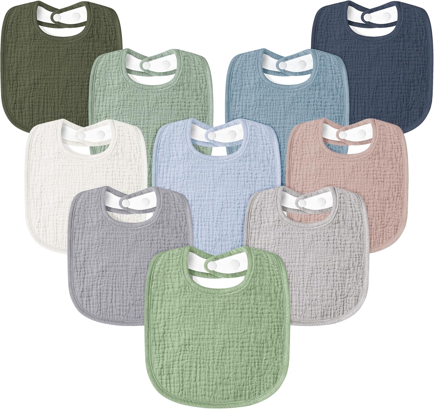 Susurration Muslin Baby Drool Bibs 10Pack Soft Square Adjustable Bandana Bibs for Unisex Baby Girls