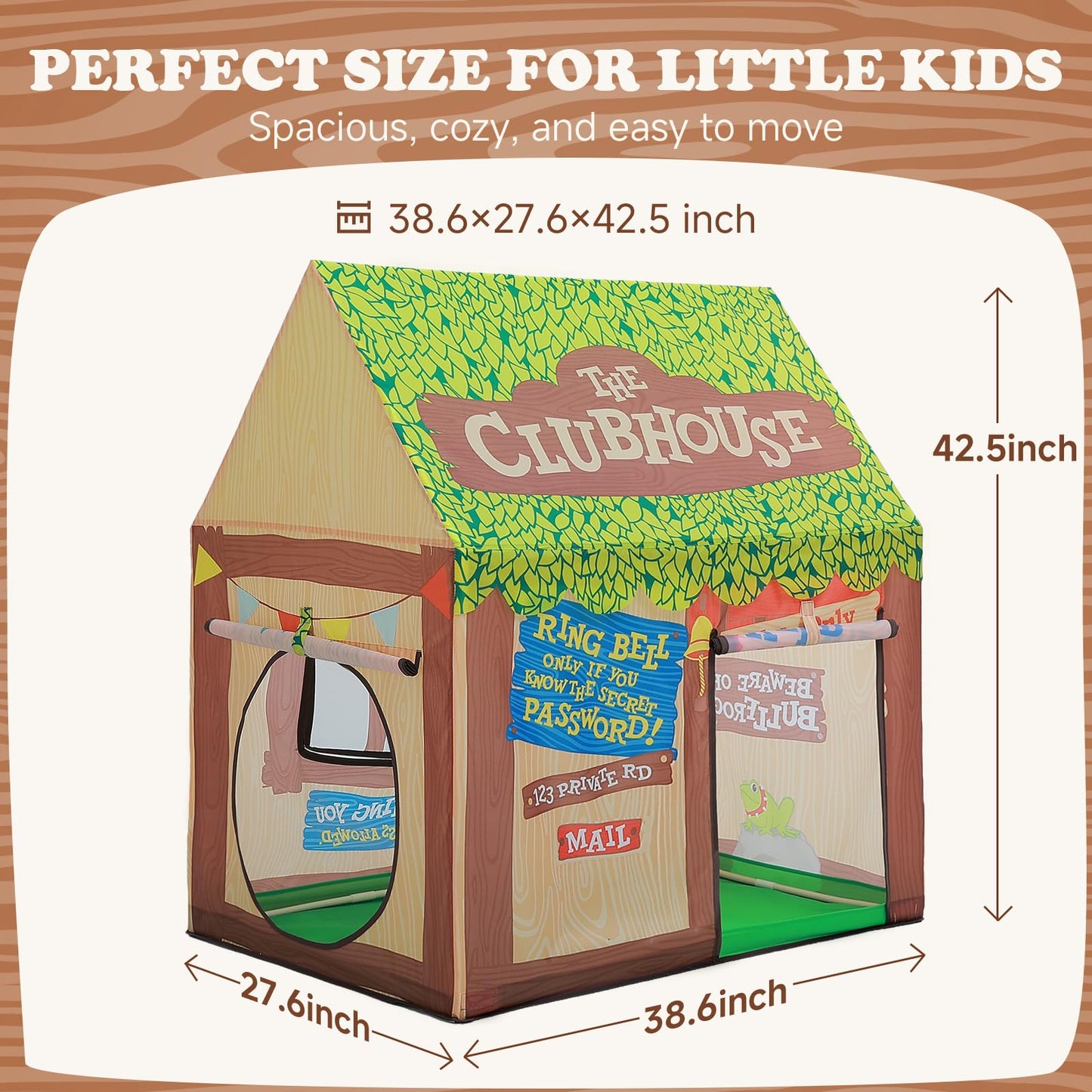 SweHouse Kids Play Tent Indoor: Clubhouse Tent for Toddler with Roll-up Door & Windows Playhouse