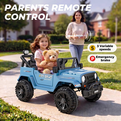 ARBELI 12V Electric Ride On Car, Toddler First Car, Blue