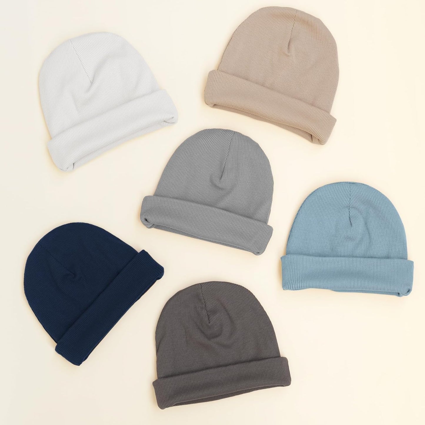 Konssy 6 Pack Baby Beanie Hats for Unisex, Toddler Beanies Baby Girl Boy Hat Warm Cap for Infant