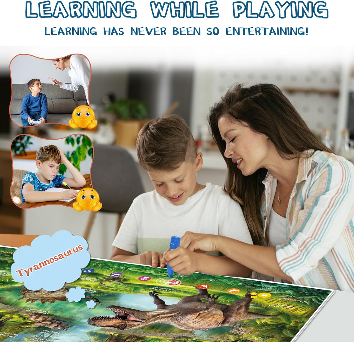 Interactive Dinosaur Toys Learning Poster, Dinosaur Talking Poster, Bilingual Dinosaur Talking