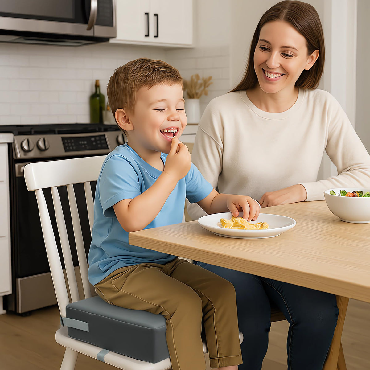 Eiury Booster Seat for Kitchen Chair, Toddler Booster Seat for Dining Table, Waterproof PU Leather