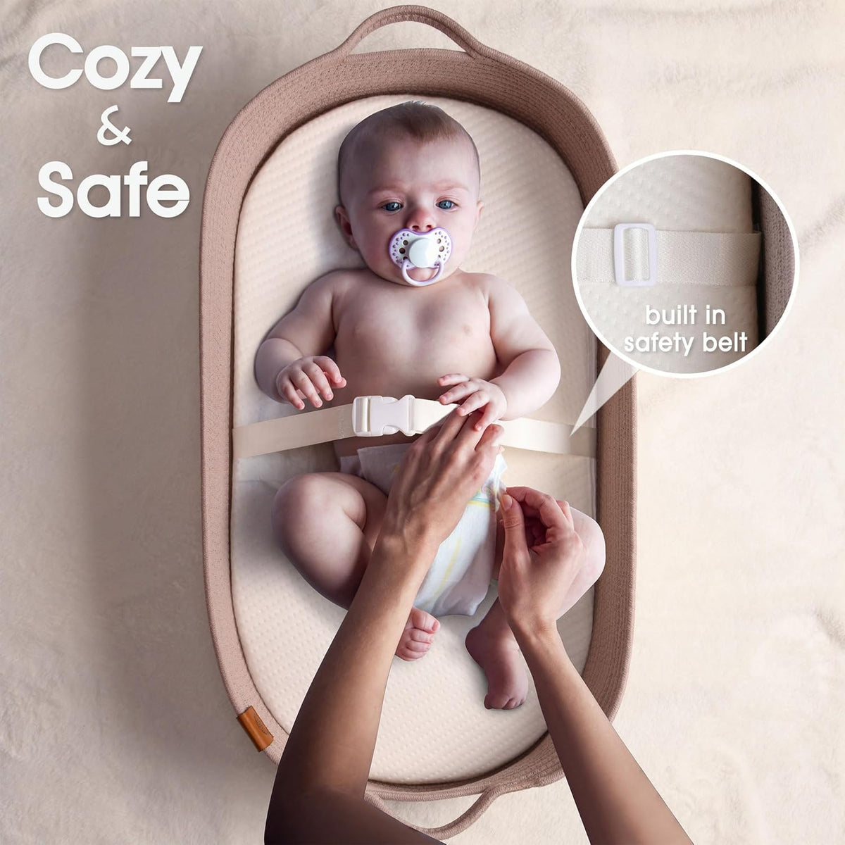 Baby Changing Basket Includes Diaper Caddy - Breathable & Waterproof Dual-Cover, Portable, Changing