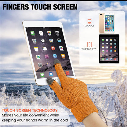Geyoga 2 Pairs Women's Winter Touch Screen Gloves Soft Warm Fleece Lined Knit Elastic Cuff Winter