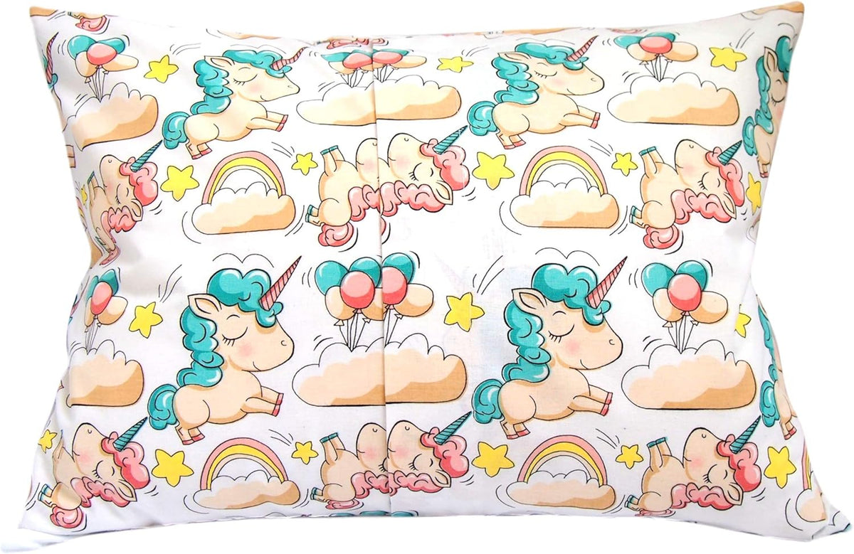 Toddler Pillowcase 13 x 18 Cotton Unicorn Pillows - Small Pillow Cases for Travel Pillows, Toddler