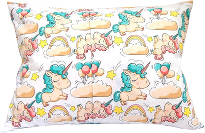 Toddler Pillowcase 13 x 18 Cotton Unicorn Pillows - Small Pillow Cases for Travel Pillows, Toddler