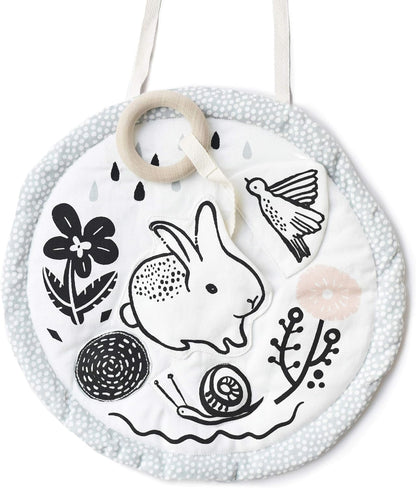 Wee Gallery Meadow Activity Pad Organic Baby Play Mat with Sensory Toys, High Contrast Newborn