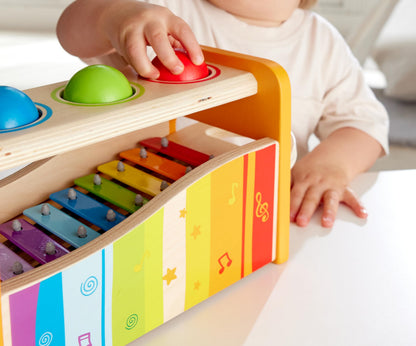 Hape Pound & Tap Bench with Slide Out Xylophone - Award Winning Durable Wooden Musical Pounding Toy