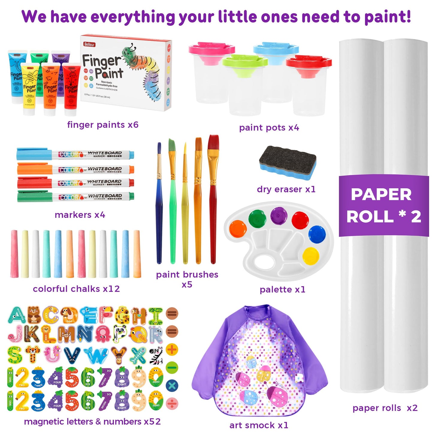 Belleur All-in-One Art Easel for Kids, Adjustable Double Sided Easel for Toddlers with Magnetic