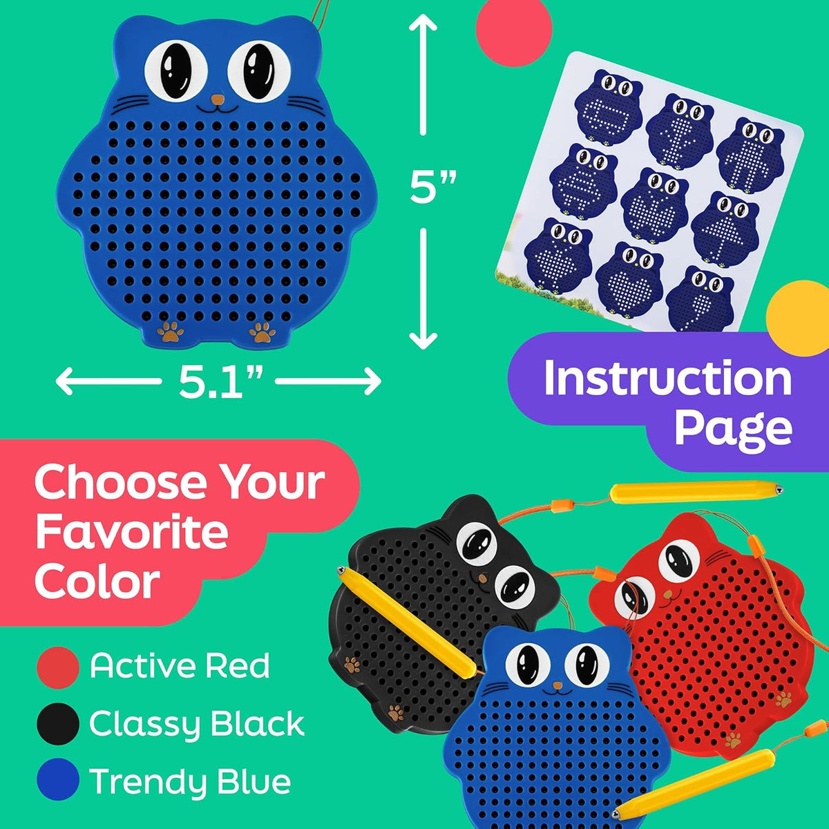 Magnetic Drawing Board for Kids & Toddlers with Beads and Magnet Stylus Pen - Magnetic Travel Toy