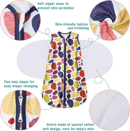 Newborn Sleep Sack Baby Swaddle,3-Way Adjustable Wearable Blanket,100% Rayon Cotton Swaddling