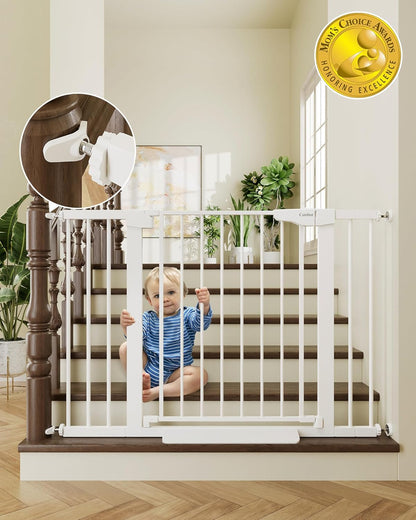 Cumbor 29.7-46" Baby Gate for Stairs, Toddler Safety Essentials for The House, Auto Close Dog Gate