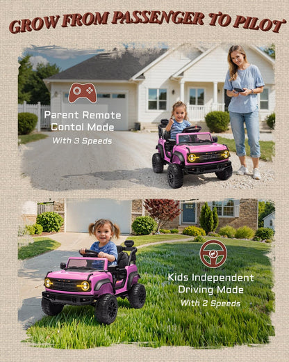 12V Electric Ride on Toys for Toddler, Ford Bronco Raptor Kids Ride on Car with Remote Control, 12