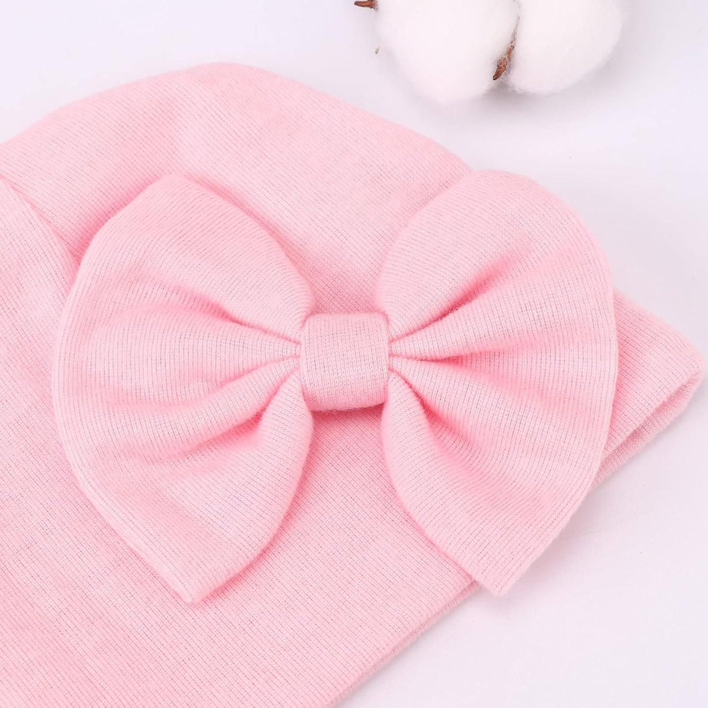 BQUBO Newborn Baby Hats Mittens Set Hospital Hat Beanie Infant Bow Hats Baby Gloves No Scratch