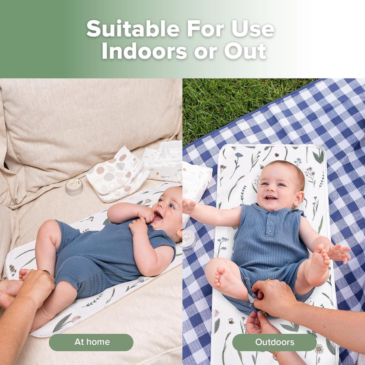 haakaa Waterproof Changing Pad Liners, 100% Cotton, Soft & Breathable (2pcs, 13" x 27.5" Honey