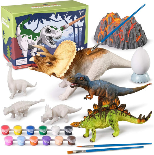 3D Dinosaurs Painting Kit with 12 Dinos for Kids Age 3-15, Arts and Crafts Kits Drawing Toys with