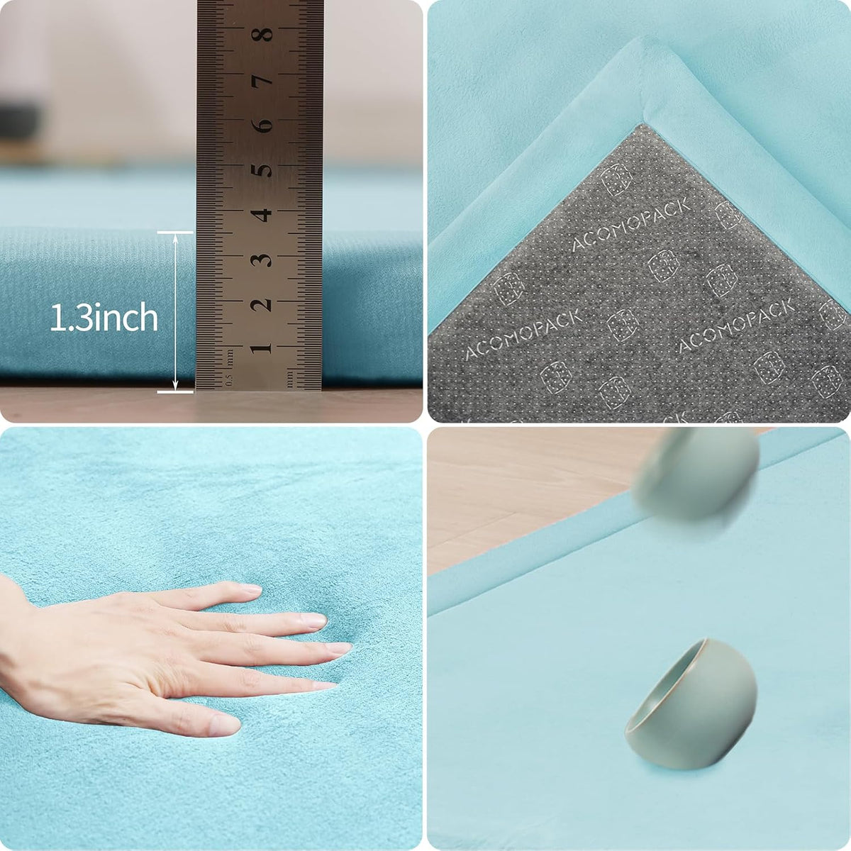 ACOMOPACK Baby Play Mat for Floor 1.3" Thick Memory Foam Play Mat 79"×118" Tummy Time Crawling with