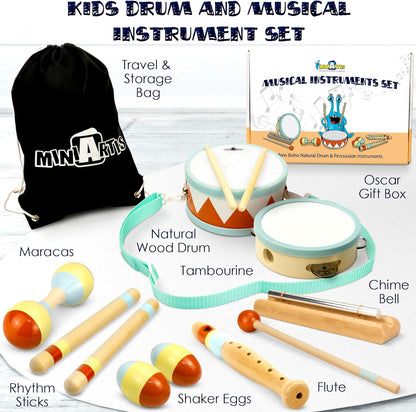 MINIARTIS Toddler Musical Instruments - Montessori Wooden Musical Toys for Toddlers 1-3 | Modern
