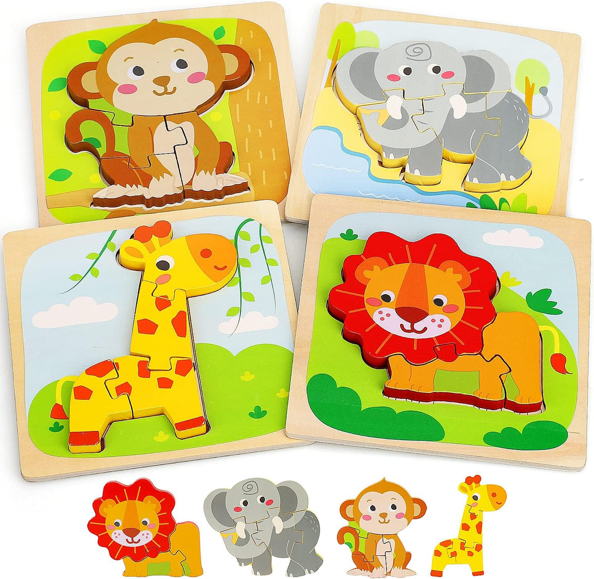 TOY Life Wooden Puzzles for Toddlers 2-4, Toddler Montessori Toys for 1 2 3 Year Old Boys Girls