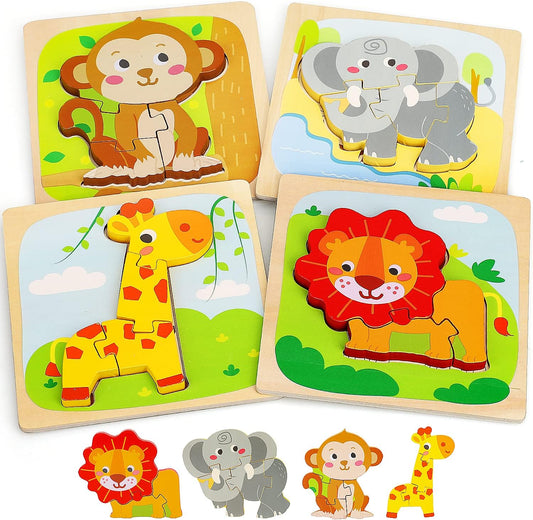 TOY Life Wooden Puzzles for Toddlers 2-4, Toddler Montessori Toys for 1 2 3 Year Old Boys Girls
